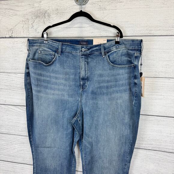 NYDJ Plus Size Marilyn Straight Stripe Raw Hem Jeans Size 26W - Picture 2 of 8